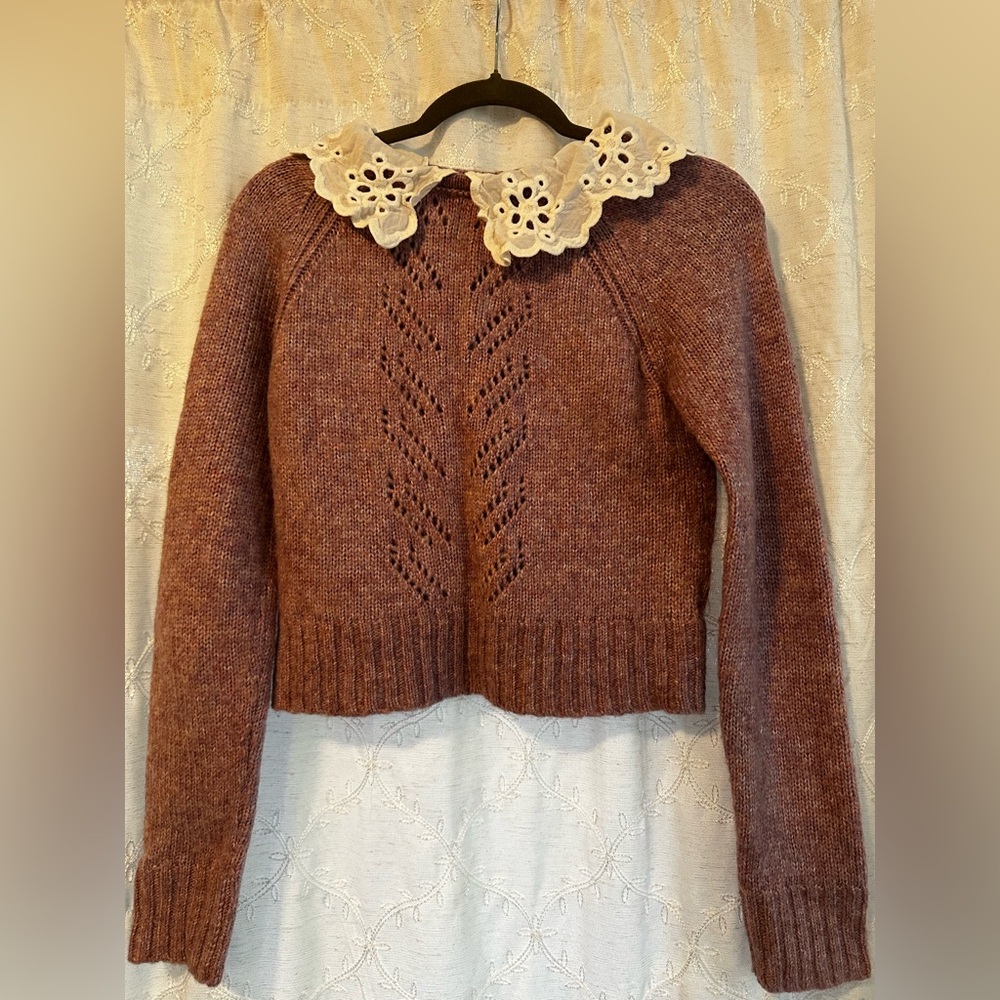 ASTR The Label Lavender Knit Sweater with Eyelet Collar